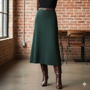SEZANE Elegant Green A-Line Skirt